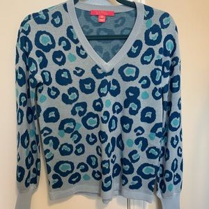 Blue leopard print Lilly Pulitzer sweater size XXS